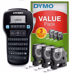 DYMO LabelManager 160 Basic Kit | Portable Printer with 3 Rolls of Label Tape D1 Labels | AZERTY Keyboard | Ideal for Office  ...