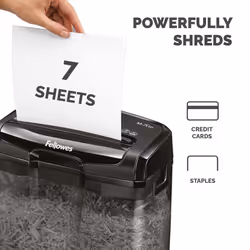 Fellowes Powershred M-7CM Personal 7 Sheet Cross Cut Paper Shredder for Home Use, Black