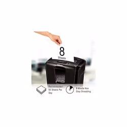Fellowes Powershred M-8C 8 Sheet Cross Cut Personal Shredder With Safety Lock, Black