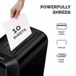Fellowes Paper Shredder for Home Office Use - 10 Sheet Cross Cut Shredder for Home and Office Use - Deskside Shredder with 22 Litre Bin - Powershred