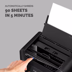 Fellowes Paper Shredder for Home Office Use - 90 Sheet Auto Feed, 9 Sheet Manual Feed Mini Cut Shredder - AutoMax 90M Hybrid Shredder with Sleep Mode