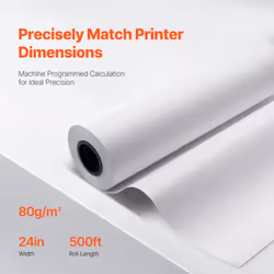 VEVOR Wide Format Paper, 24 in x 500 ft Plotter Paper, 2 Rolls CAD Bond Rolls with 3 in Core, 20 LB Bond Paper Rolls, Idea for CAD Drawings,