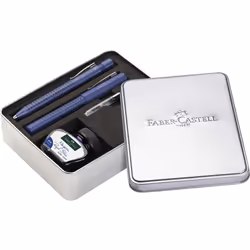 Faber-Castell 201506 Gripset 2011 Grip Fountain Pen Nib M One Ballpoint Pen Including Ink and Converter Blue