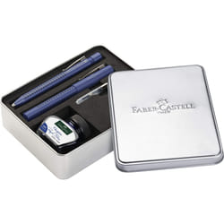 Faber-Castell 201506 Gripset 2011 Grip Fountain Pen Nib M One Ballpoint Pen Including Ink and Converter Blue