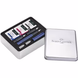 Faber-Castell 201507 Calligraphy Set Grip 2011, Fountain Pen with Three Different Nib Sizes, 6 Cartridges Each Black, Pink an ...