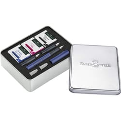 Faber-Castell 201507 Calligraphy Set Grip 2011, Fountain Pen with Three Different Nib Sizes, 6 Cartridges Each Black, Pink and Royal Blue