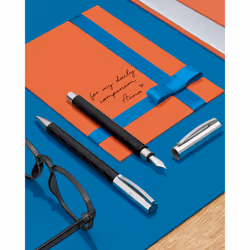 Faber-Castell Ambition Rhombus 148922 Fountain Pen EF Nib in Gift Box Shaft Colour Black/Silver