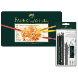 Faber-Castell Polychromos 110095 Colouring Pencils in Metal Case and Pitt Graphite Set of 36
