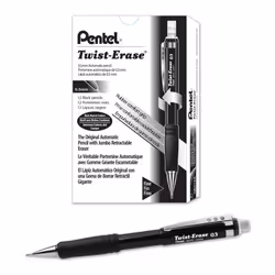Pentel 0.5mm Twist Erase Mechanical Pencil (Pack of 12), QE515A,Black