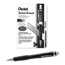 Pentel 0.5mm Twist Erase Mechanical Pencil (Pack of 12), QE515A,Black