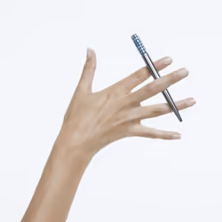 Swarovski Lucent Ballpoint Pen, Silver Tone Casing with Aqua Flatback Crystals from the Lucent Collection