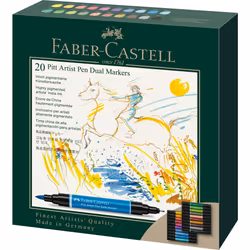 Faber-Castell Art & Graphic Pitt Artist Pen Dual Marker India Ink, Multicoloured, Wallet Of 20, For Art, Craft, Drawing, Sket ...