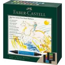 Faber-Castell Art & Graphic Pitt Artist Pen Dual Marker India Ink, Multicoloured, Wallet Of 20, For Art, Craft, Drawing, Sketching, Home, School,