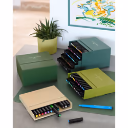 Faber-Castell Art & Graphic Pitt Artist Pen Brush India Ink Pen, Multicoloured, Studio Box Of 60, For Art, Craft, Drawing, Sketching, Home, School,