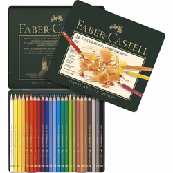 Faber-Castell 110024 Artist's Colouring Pencil, 24 Polychromos Pencils in Metal Case, Includes Eraser