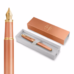 Parker IM Writing Rituals Fountain Pen | Uplifting Orange Finish with Gradient & Gold Trims | Medium Nib | Blue Ink | Gift Bo ...