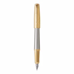 Parker Urban Premium Metal Fountain Pen | Aureate Gold Powder with Intricate Engraved Pattern | Gold Trims | Medium Nib | Gift Boxed