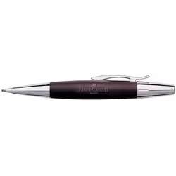 Faber-Castell F138381 E-Motion Pearwood and Chrome Twist Pencil - Dark Brown