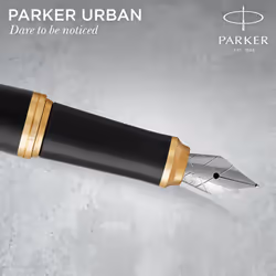 Parker Urban Duo Gift Set with Ballpoint Pen & Fountain Pen| Muted Black with Gold Trim | Blue Ink Refill & Cartridge