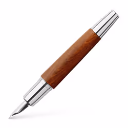 Faber-Castell E-motion 148202 Fountain Pen Wood/Chrome Nib EF Includes Gift Packaging Barrel Colour Brown/Silver