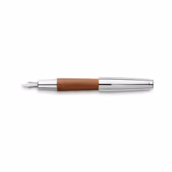 Faber-Castell E-motion 148202 Fountain Pen Wood/Chrome Nib EF Includes Gift Packaging Barrel Colour Brown/Silver