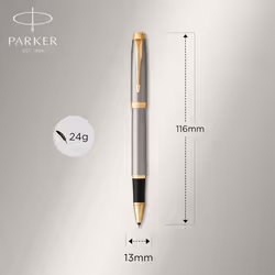 Parker IM Rollerball Pen | Brushed Metal | Fine Point Black Ink