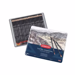 Derwent Tinted Charcoal Drawing Pencils, Drawing & Writing, Set Of 24, Watersoluble, Ideal For Blending & Smudging, Professio ...