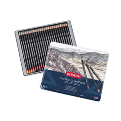 Derwent Tinted Charcoal Drawing Pencils, Drawing & Writing, Set Of 24, Watersoluble, Ideal For Blending & Smudging, Professional Quality, 2301691
