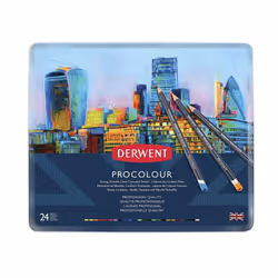 Derwent Procolour Pencils Set Of 24 In Tin, 4mm Round Core, Premium Core Strength, Smooth Texture, Ideal For Fine Art Drawing ...