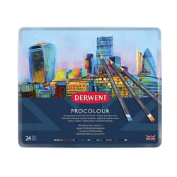 Derwent Procolour Pencils Set Of 24 In Tin, 4mm Round Core, Premium Core Strength, Smooth Texture, Ideal For Fine Art Drawing & Colouring,