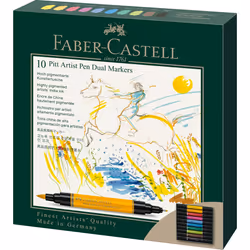 Faber-Castell Art & Graphic Pitt Artist Pen Dual Marker India Ink, Multicoloured, Wallet Of 10, For Art, Craft, Drawing, Sket ...
