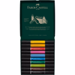Faber-Castell Art & Graphic Pitt Artist Pen Dual Marker India Ink, Multicoloured, Wallet Of 10, For Art, Craft, Drawing, Sketching, Home, School,