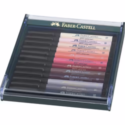 Faber-Castell Art & Graphic Pitt Artist Pen Brush India Ink Pen, Portrait, Set Of 12, For Art, Craft, Drawing, Sketching, Hom ...