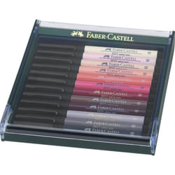 Faber-Castell Art & Graphic Pitt Artist Pen Brush India Ink Pen, Portrait, Set Of 12, For Art, Craft, Drawing, Sketching, Home, School, University,