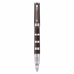 Parker Ingenuity Large Brown Rubber and Metal Chrome Trim Medium Nib 5th Technology Pen - Gift Boxed