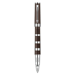 Parker Ingenuity Large Brown Rubber and Metal Chrome Trim Medium Nib 5th Technology Pen - Gift Boxed