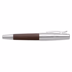 Faber-Castell E-Motion Chrome Wood Fountain Pen - Dark Brown Medium
