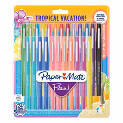 Paper Mate Flair Felt Tip Pens | Medium Point (0.7mm) | Tropical & Assorted Colors | 24 Count