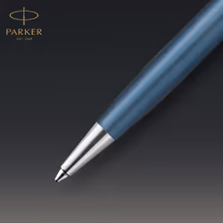 PARKER Sonnet Ballpoint Pen | Premium Metal and Blue Satin Finish with Chrome Trim | Medium Point with Black Ink Refill | Gift Box