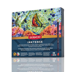 Derwent Inktense Permanent Watercolour Pencils, Set of 48 in a Wooden Gift Box, 4mm Premium Core, Water-Soluble, Ideal for Colouring, Painting and