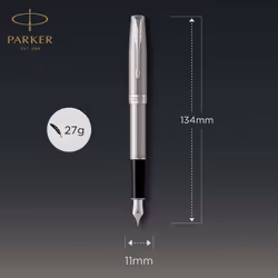 Parker Sonnet Fountain Pen | Stainless Steel with Palladium Trim | Medium Nib | Gift Box