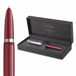 Parker 51 Fountain Pen | Burgundy Barrel with Chrome Trim | Fine Nib with Black Ink Cartridge | Gift Box