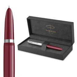 Parker 51 Fountain Pen | Burgundy Barrel with Chrome Trim | Fine Nib with Black Ink Cartridge | Gift Box