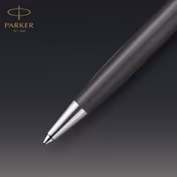 PARKER Sonnet Ballpoint Pen | Premium Metal and Grey Satin Finish with Rose Gold Trim | Medium Point with Black Ink Refill | Gift Box