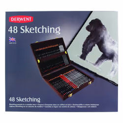 Derwent Sketching Collection, Drawing & Writing, Set Of 48 Pencils In A Wooden Gift Box, Ideal For Sketching, Professional Quality, 0700759