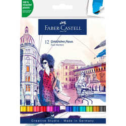 Faber-Castell Creative Studio Goldfaber Aqua Dual Marker, Multicoloured, Marker Wallet Of 12, For Art, Craft, Drawing, Sketching, Home, School,