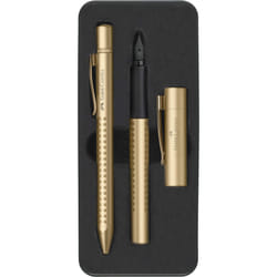 Faber-Castell 201522 Grip Edition Set, Fountain Pen Nib M and Ballpoint Pen, Gold, 1 Set