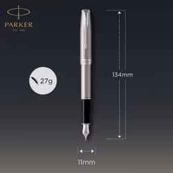 Parker Sonnet Fountain Pen | Stainless Steel with Palladium Trim | Fine Nib | Gift Box