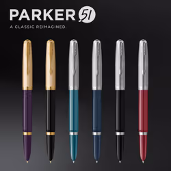 Parker 51 Fountain Pen | Teal Blue Barrel with Chrome Trim | Fine Nib with Black Ink Cartridge | Gift Box