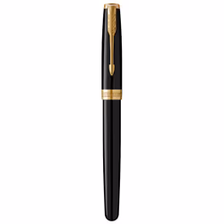 Parker Sonnet Fountain Pen | Black Lacquer with Gold Trim | Fine Nib | Gift Box
